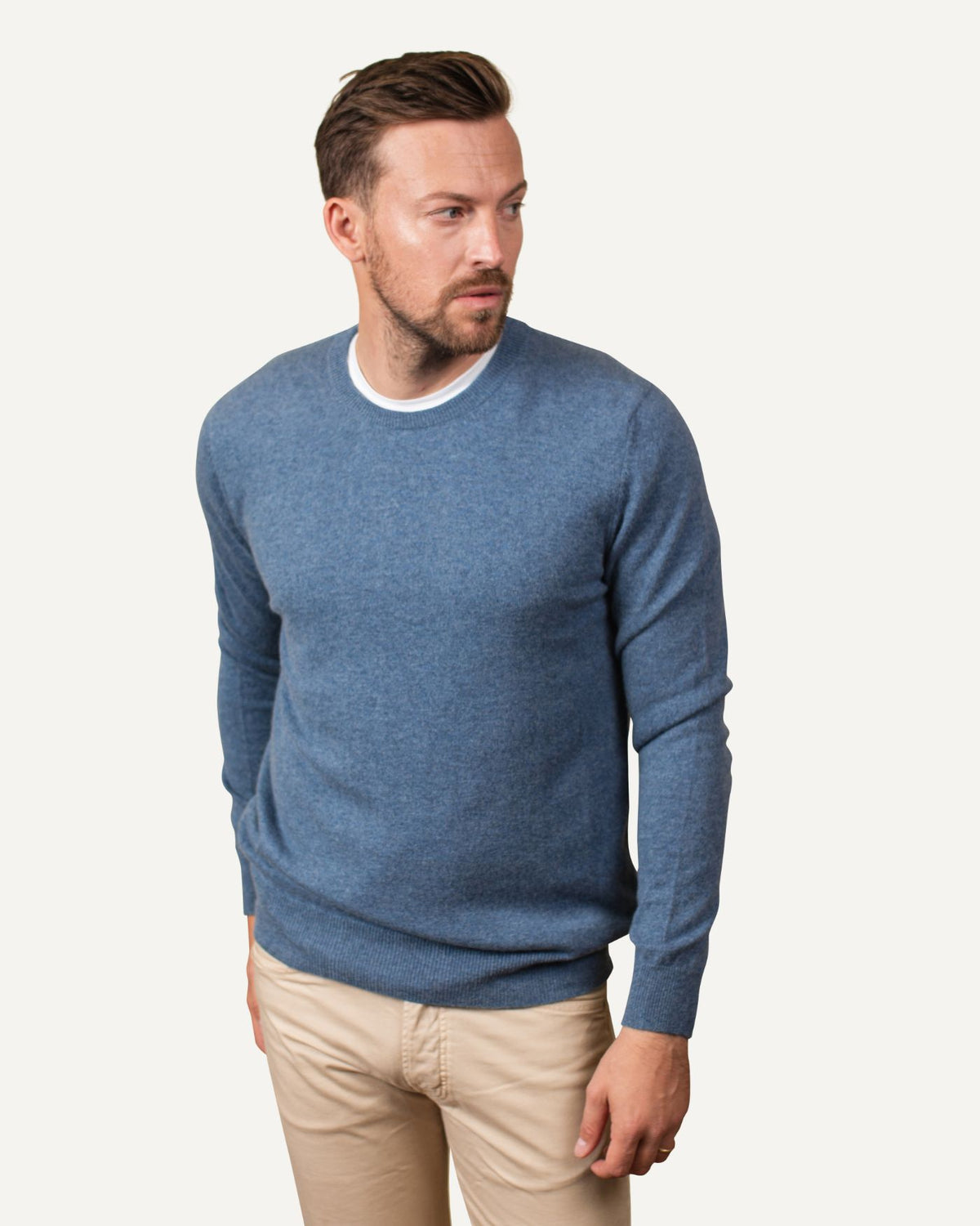 Kaschmir Rundhals Pullover für Herren in Indigo von MOGLI & MARTINI #farbe_indigo