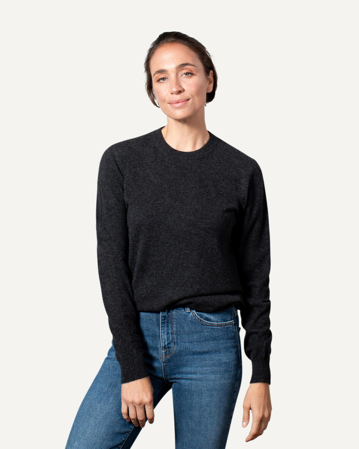 Kaschmir Rundhals Pullover für Damen in Anthrazit von MOGLI & MARTINI #farbe_anthrazit