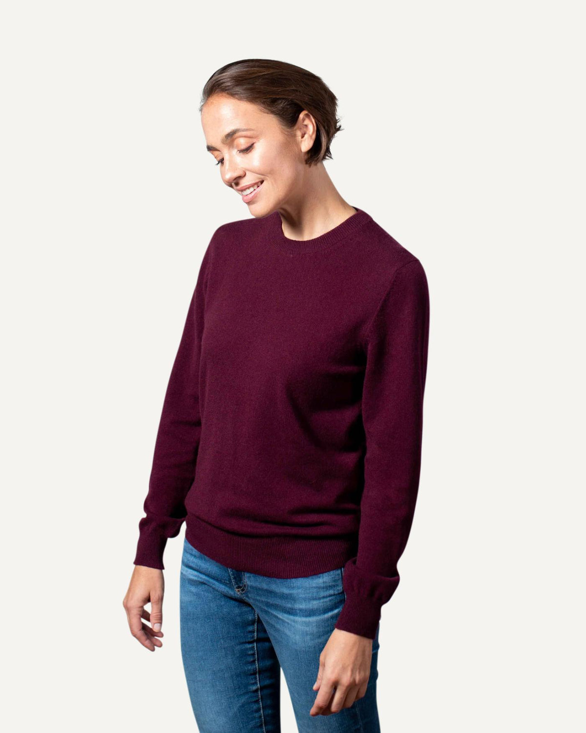 Kaschmir Rundhals Pullover für Damen in Bordeaux von MOGLI & MARTINI #farbe_bordeaux