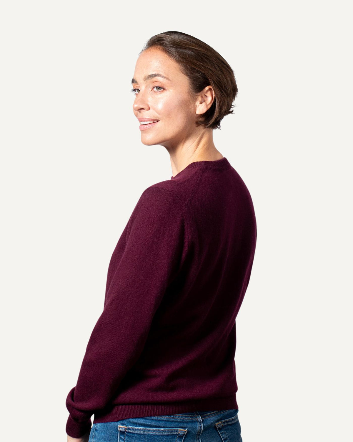 Kaschmir Rundhals Pullover für Damen in Bordeaux von MOGLI & MARTINI #farbe_bordeaux