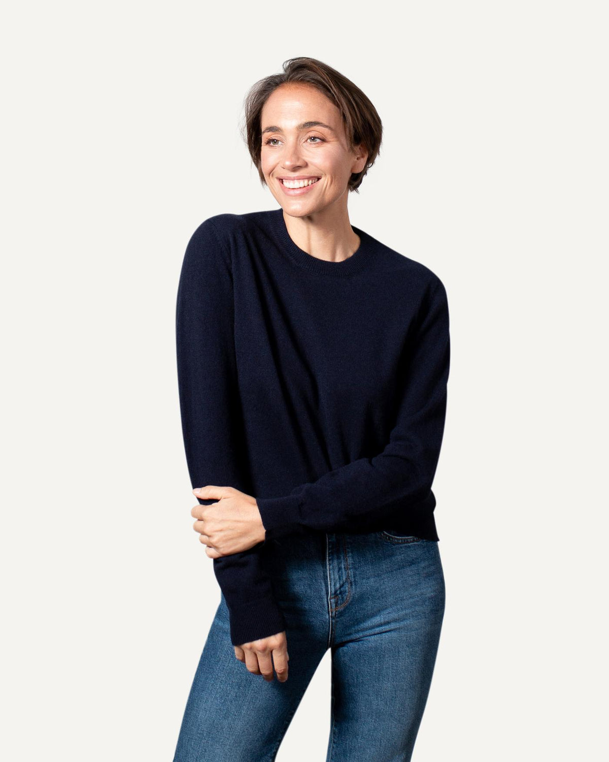 Kaschmir Rundhals Pullover für Damen in Tiefblau von MOGLI & MARTINI #farbe_tiefblau