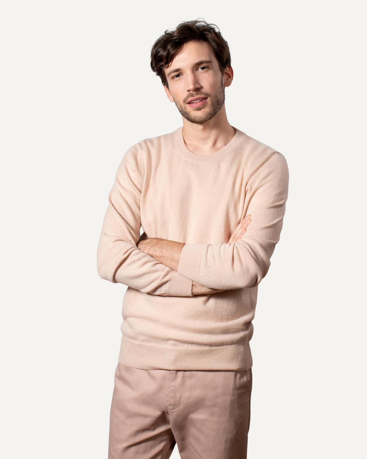 Kaschmir Rundhals Pullover für Herren in Sand von MOGLI & MARTINI #farbe_sand