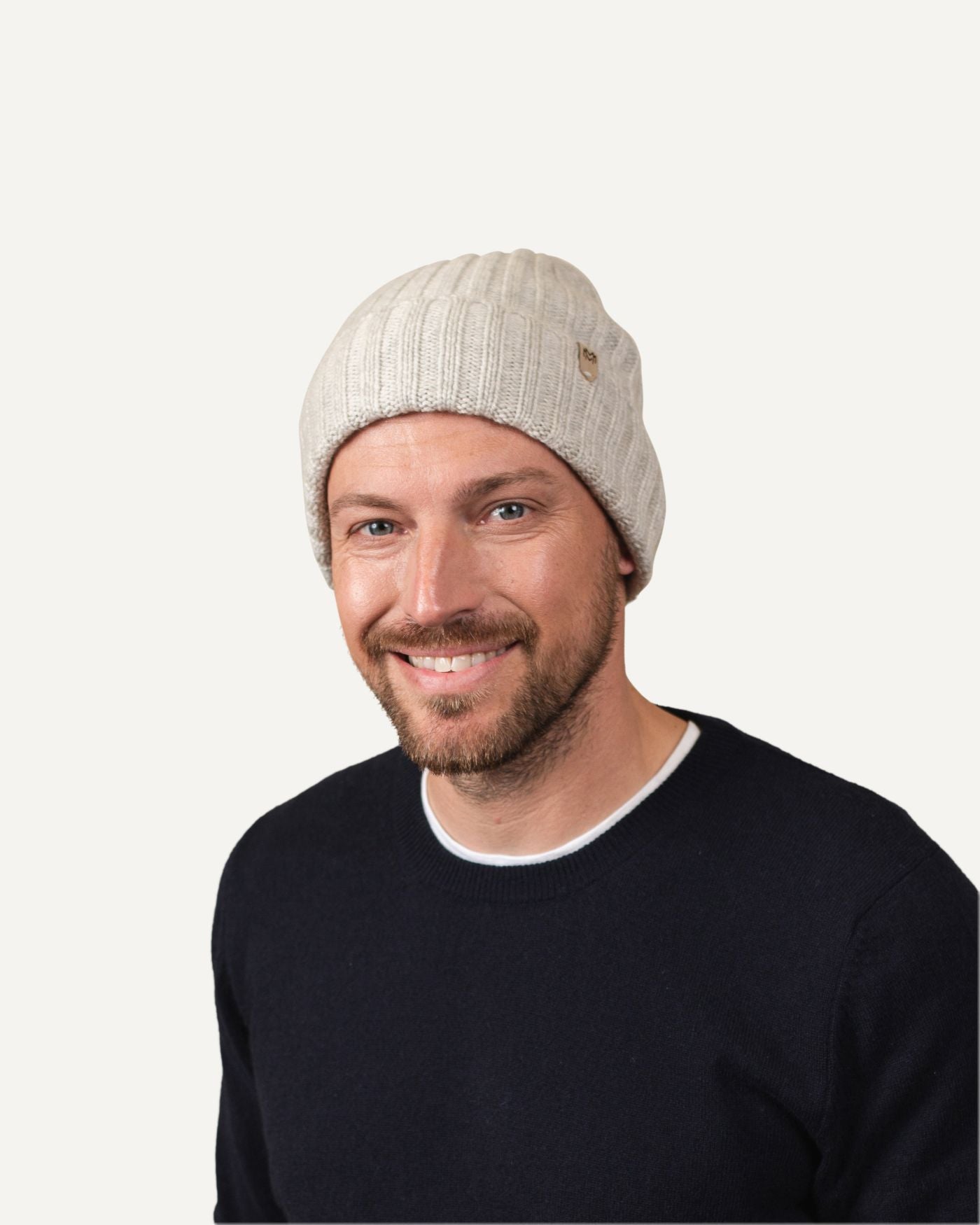 Cashmere rib knit beanie
