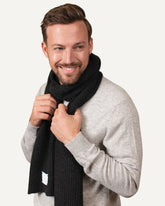 Men's knitted cashmere scarf in dark grey by MOGLI & MARTINI #colour_anthracite