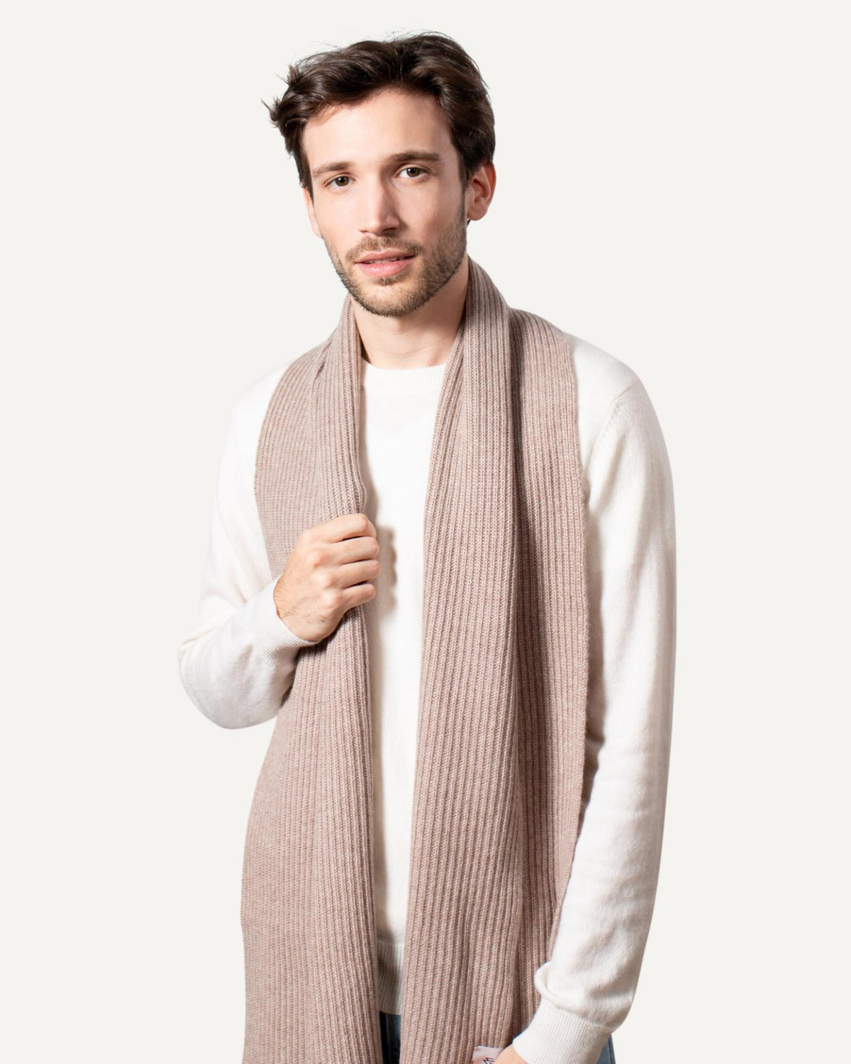 Knitted cashmere scarf men in marble #colour_marble