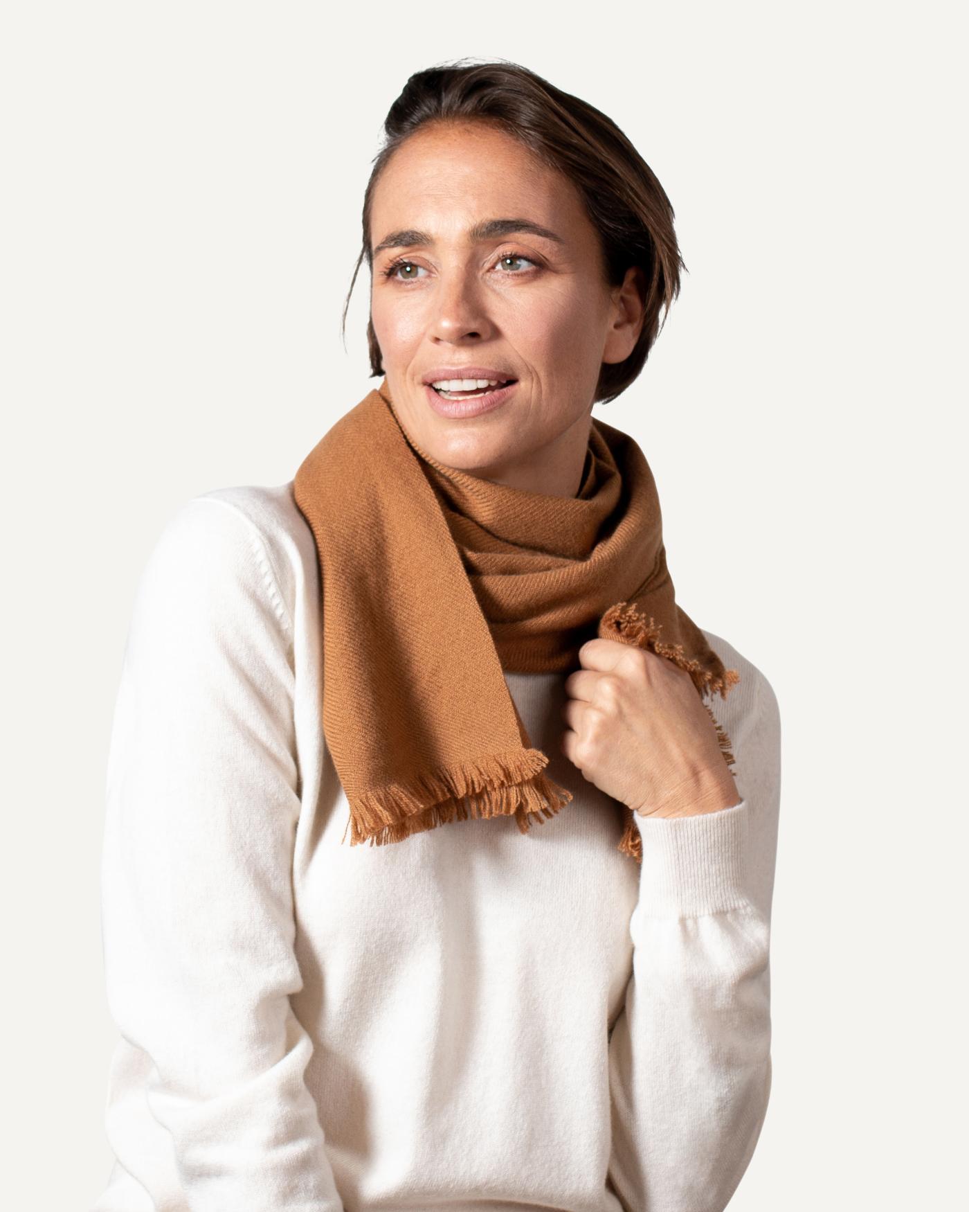 Unisex Woven Cashmere Scarf Camel Brown