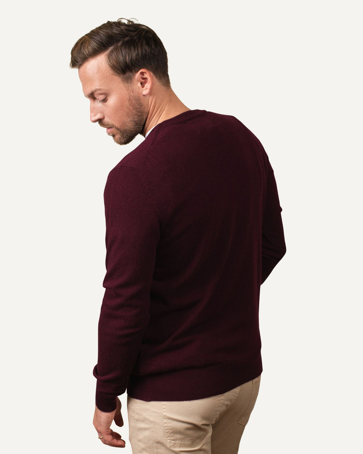 Kaschmir Rundhals Pullover für Herren in Bordeaux von MOGLI & MARTINI #farbe_bordeaux