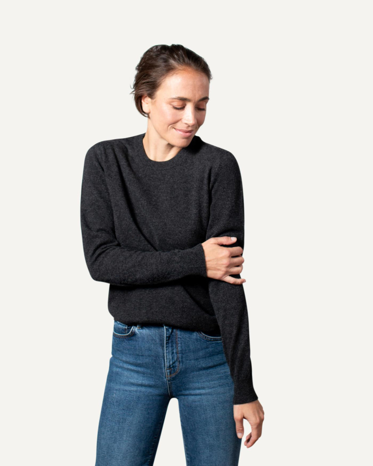 Kaschmir Rundhals Pullover für Damen in Anthrazit von MOGLI & MARTINI #farbe_anthrazit
