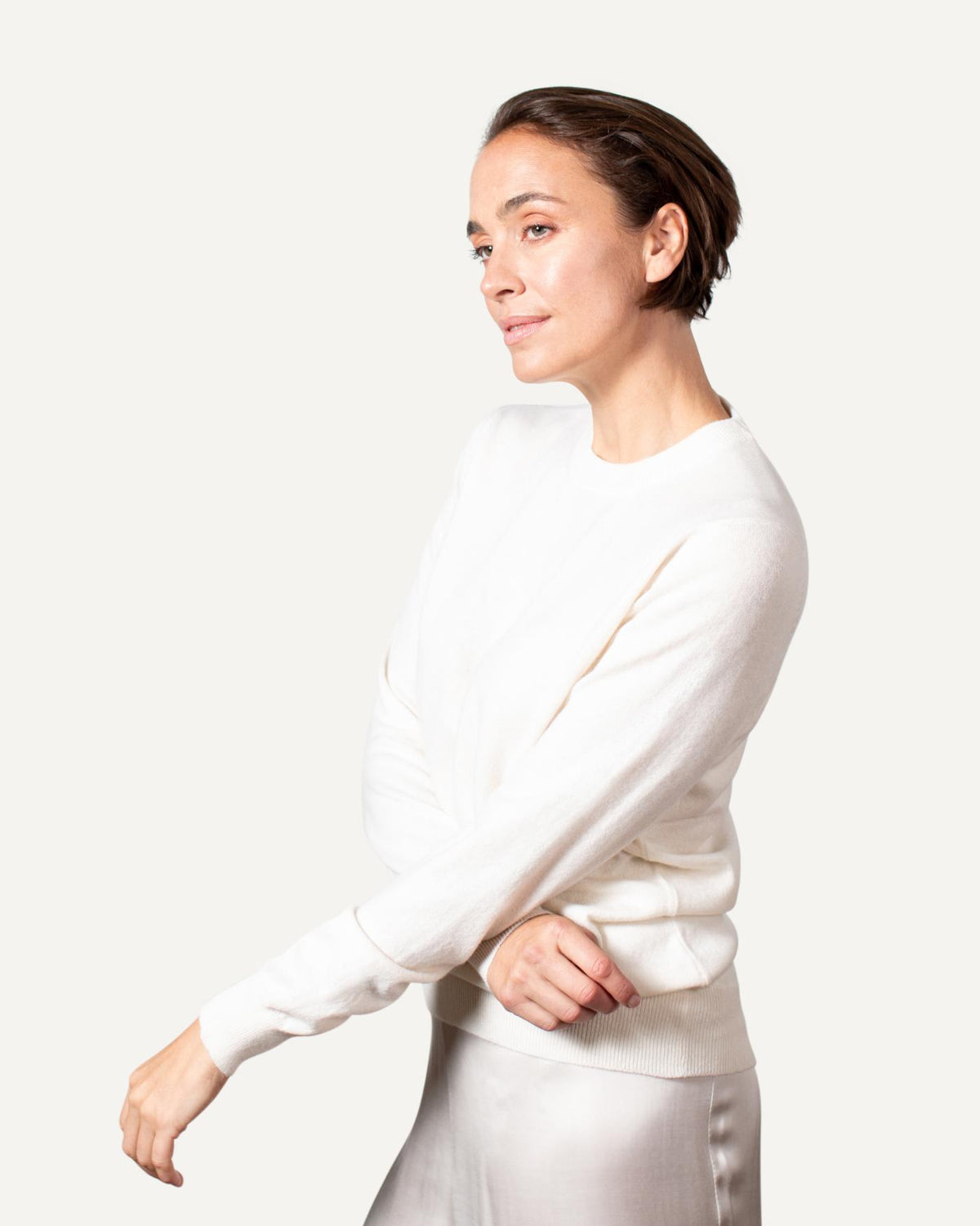 Kaschmir Rundhals Pullover für Damen in Naturweiß von MOGLI & MARTINI #farbe_naturweiß