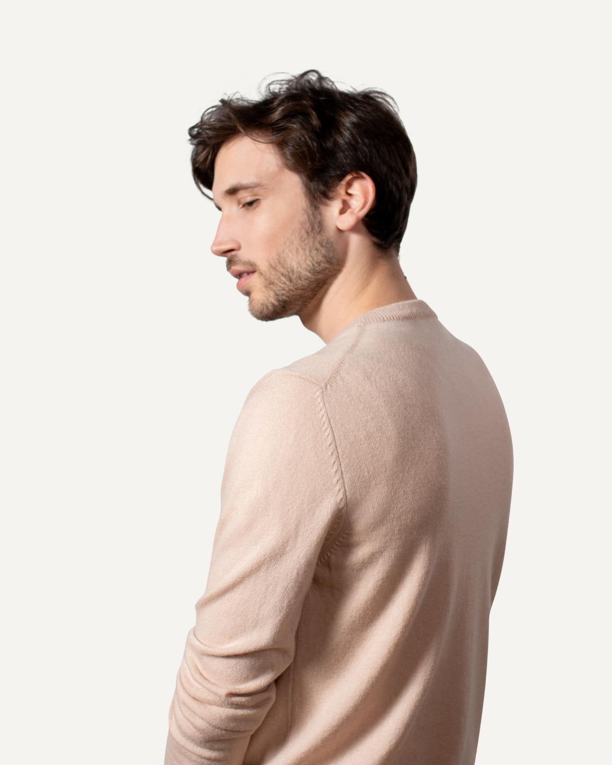 Kaschmir Rundhals Pullover für Herren in Sand von MOGLI & MARTINI #farbe_sand