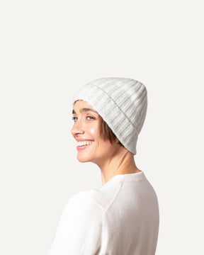 Cashmere rib knit beanie