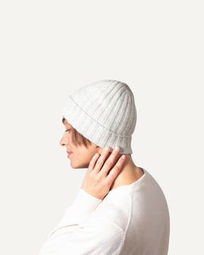 Cashmere rib knit beanie