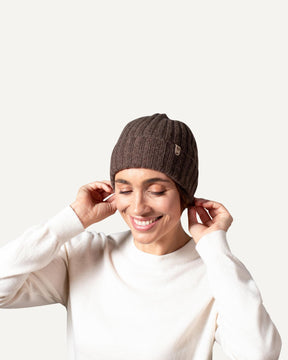 Cashmere rib knit beanie