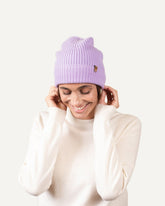 Cashmere knitted hat for women in purple by MOGLI & MARTINI #color_orchidee