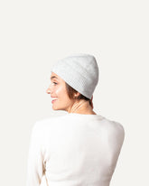 Light cashmere knitted hat in natural white for women by MOGLI & MARTINI #colour_wolfsgrau