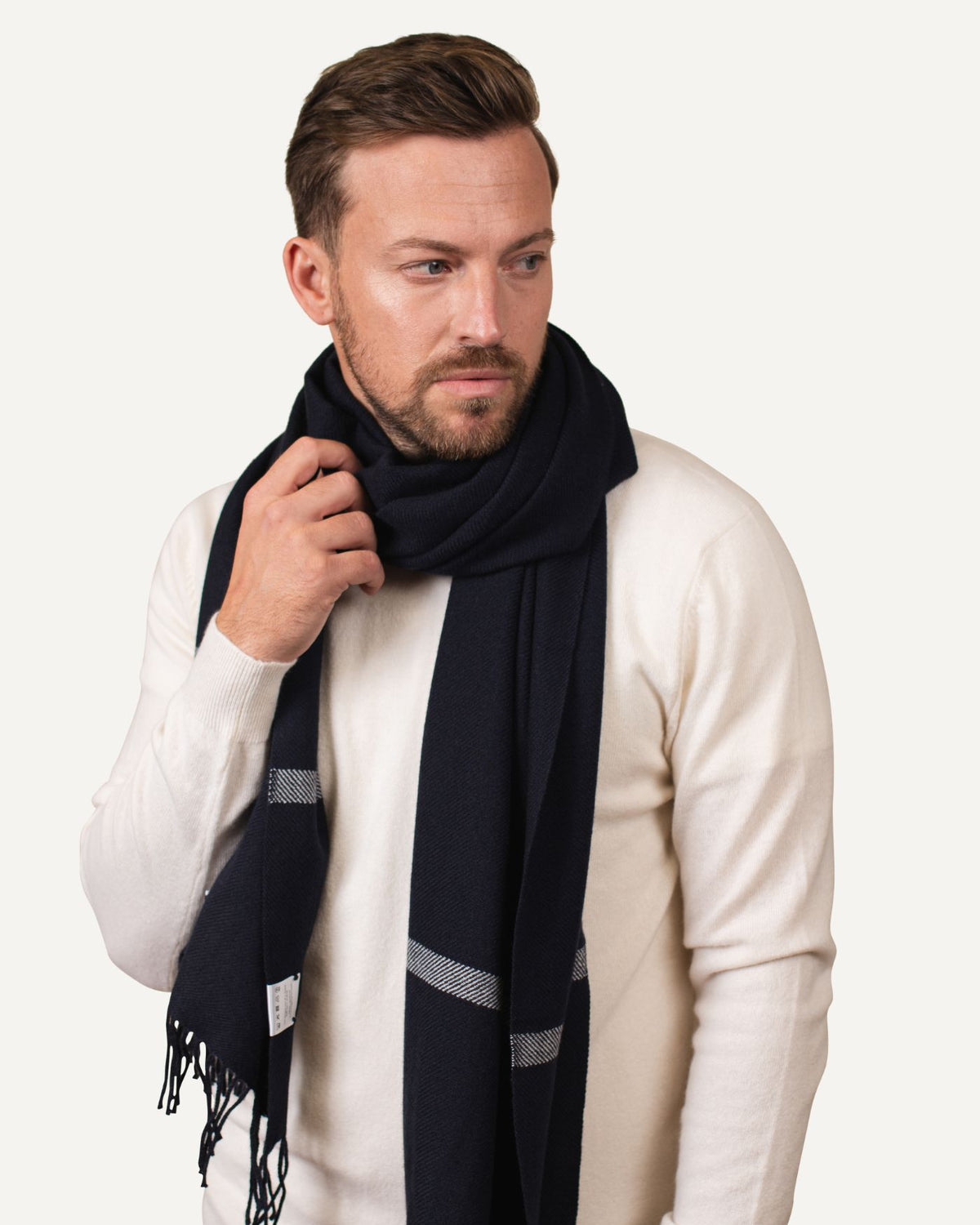 Oversize cashmere scarf in deep blue for men by MOGLI & MARTINI #colour_deep_blue