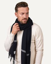 Oversize cashmere scarf in deep blue for men by MOGLI & MARTINI #colour_deep_blue